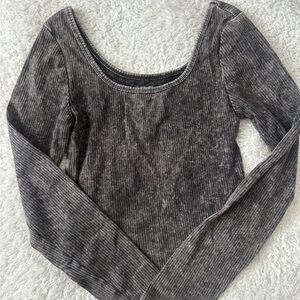 Gray Long Sleeve Top